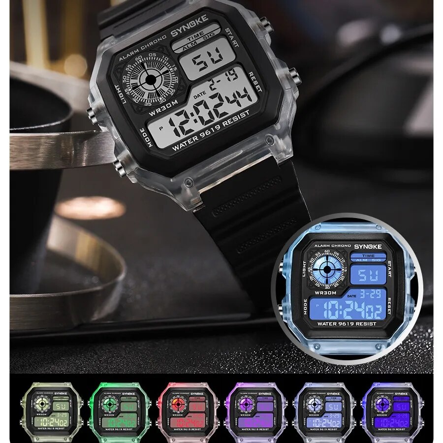 SYNOKE jam tangan Digital pria - Outdoor Lighting For Steps ulasan dan harga