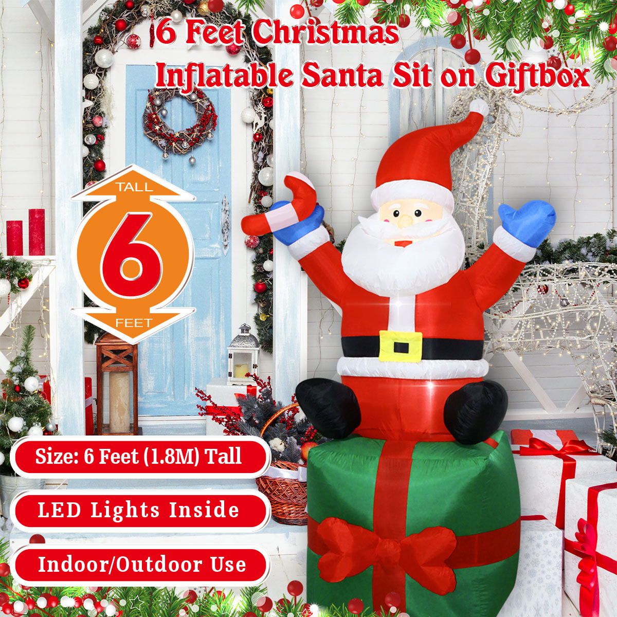 Santa Natal Tiup 6 Kaki di Kot - Outdoor Lighting Box ulasan dan harga