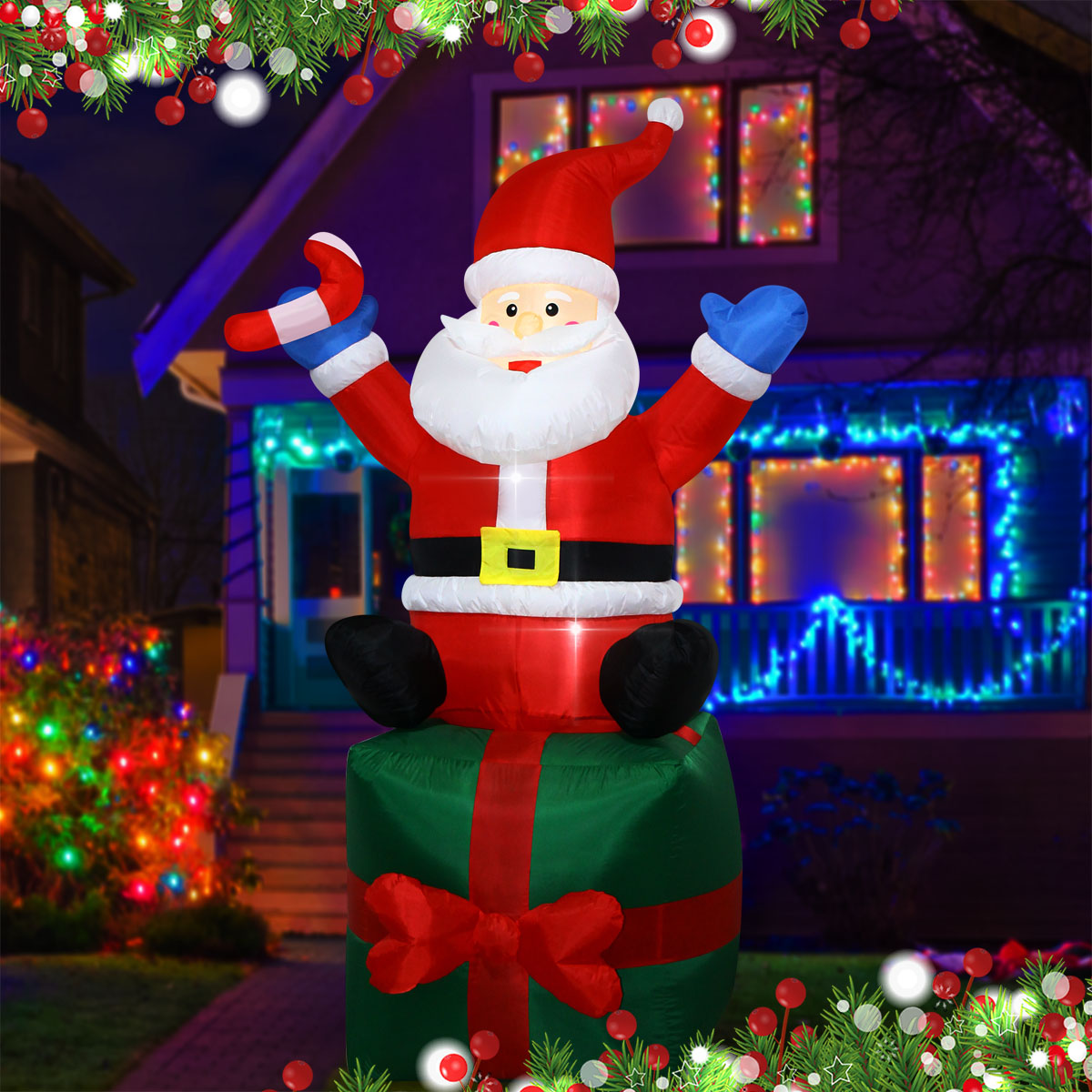 Santa Natal Tiup 6 Kaki di Kot - Outdoor Lighting Box ulasan dan harga